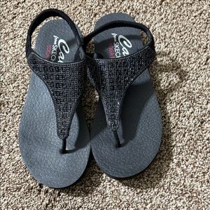 Skechers Women's Textured Black Sandals